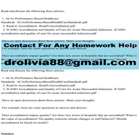 Read and discuss the following three articles 1. ACAs Perform.pdf