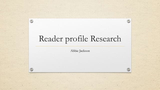Reader profile research