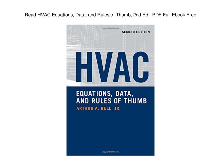 Read HVAC Equations, Data, and Rules of Thumb, 2nd Ed. PDF Full Eboo…