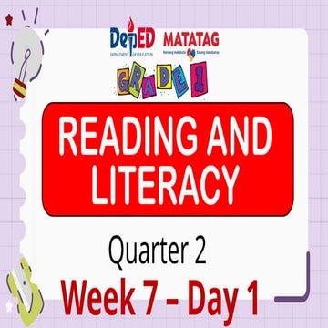 Reading and Literacy week 7 day 1 powerpoint | PPTX