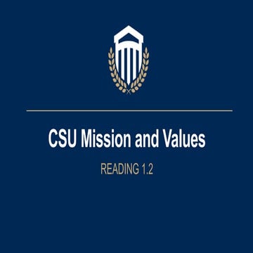 Reading 1.2   CSU Mission and Values