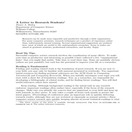Reading1 A Letter To A Research Students