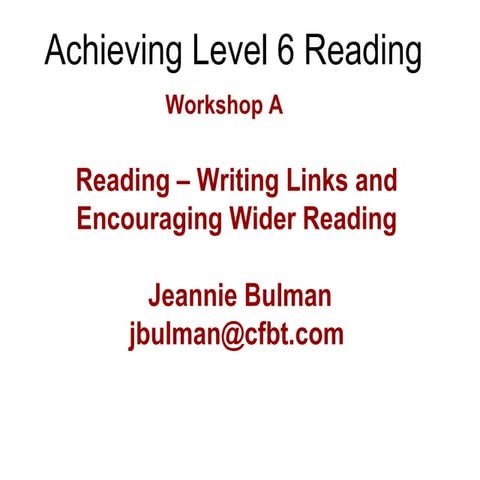 Reading 1 – writing links and encouraging wider reading