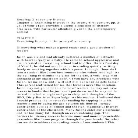 Reading 21st century literacyChapter 1 Examining literacy in t.docx
