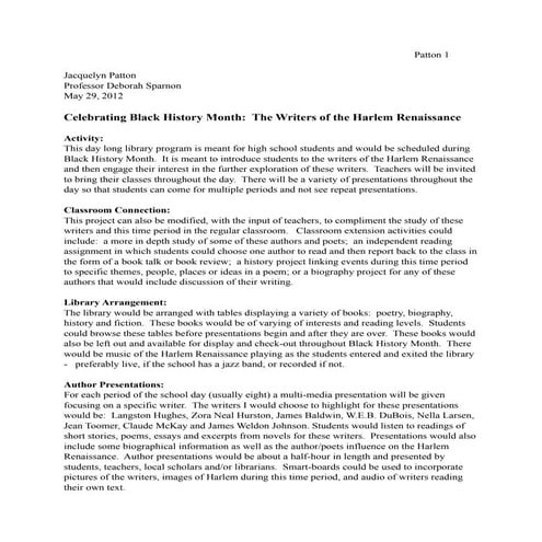 Harlem Renaissance Lesson Plan | DOCX