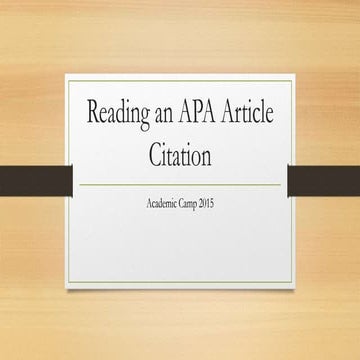Reading an APA Citation | PPTX