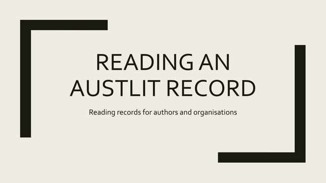 Reading an AustLit Record