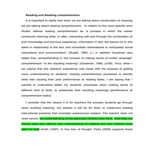 Reading and reading comprehension