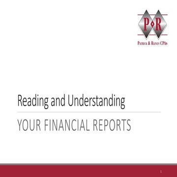 Reading and understanding your financial report