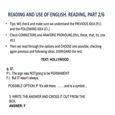 Reading and use of english, part 6 practice and strategies