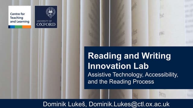Reading and Writing Innovation Lab - Assistive technology and the reading process
