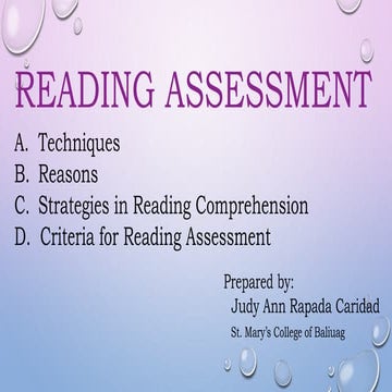 Reading Assessment 