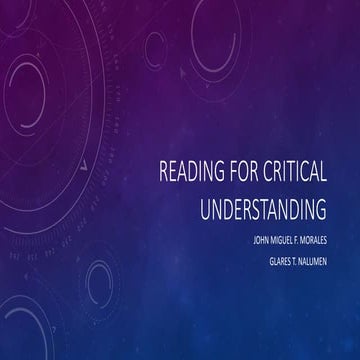 Reading for critical understanding