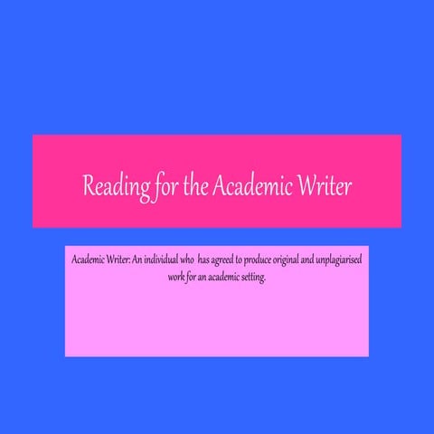 Reading for the academic writer