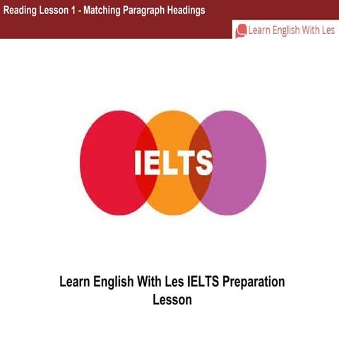 Reading lesson 1   matching paragraph headings