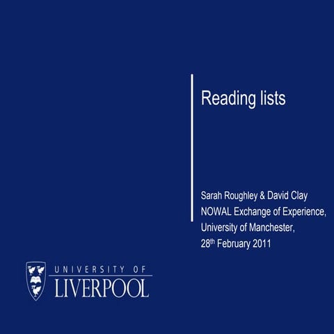 Reading lists nowal exchange of experience web version