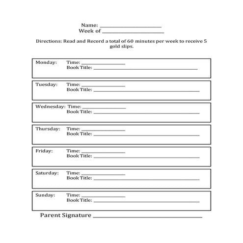 Reading log | DOCX