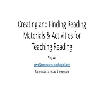 Reading Materials and Reading Activities