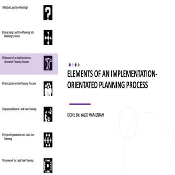 Elements of an Implementation - Orientated Planning Process