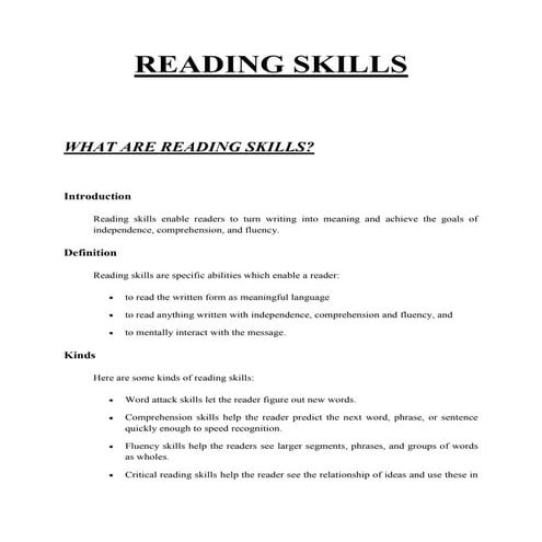 Reading skills