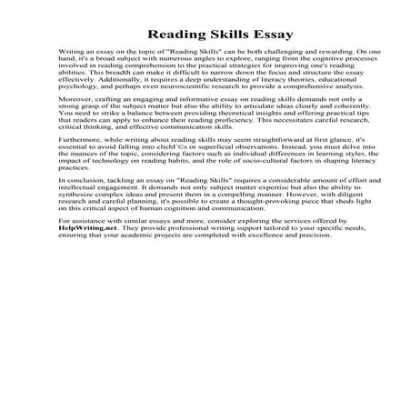 Reading Skills Essay.pdfReading Skills Essay. Reading Skills PDF  PDF