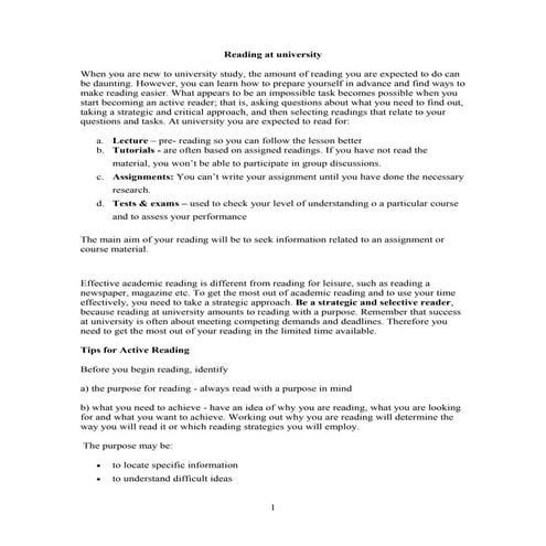 Reading skills notes