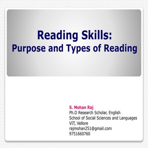 Reading skills - purpose and types of reading