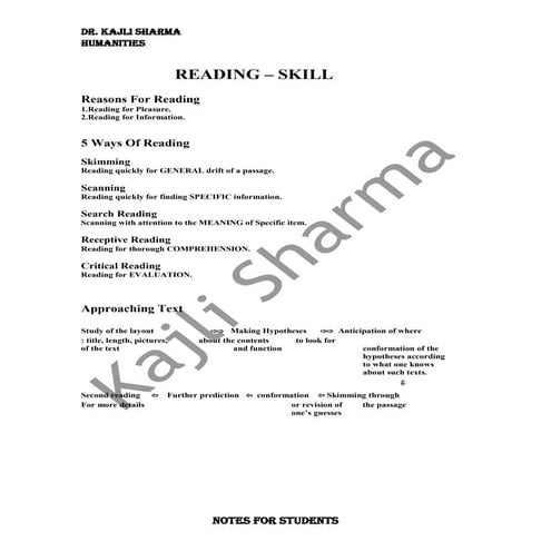 Reading skills sem 2