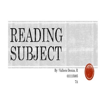 Reading Subject by Vallerie