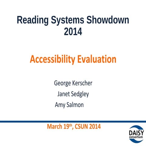 Reading Systems Showdown:  CSUN 2014 Presentation