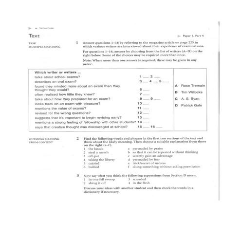 Reading task (multiple matching who) | PDF