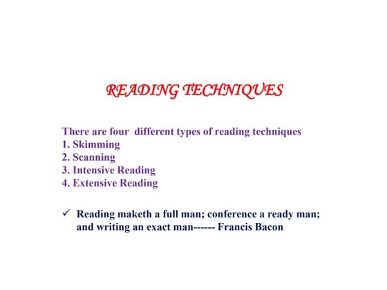 Reading techniques | PPTX