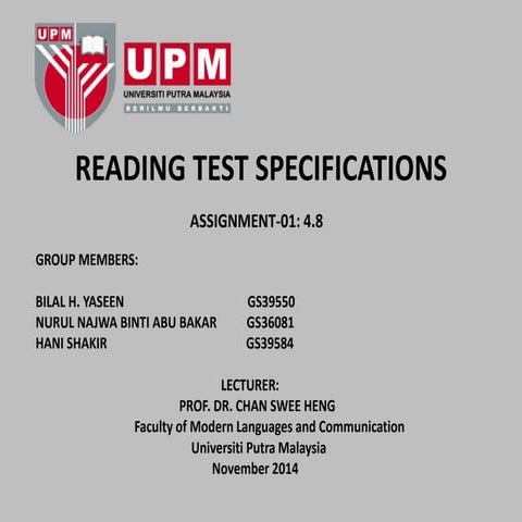 Reading test specifications assignment-01-ppt