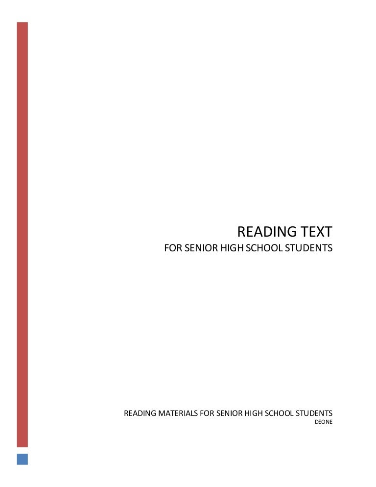 Reading Text For Senior High School Students Reading Text For Senior High School Students