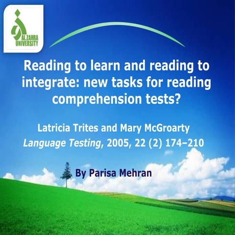 Reading to Learn and Reading to Integrate New Tasks for Reading Comprehension...