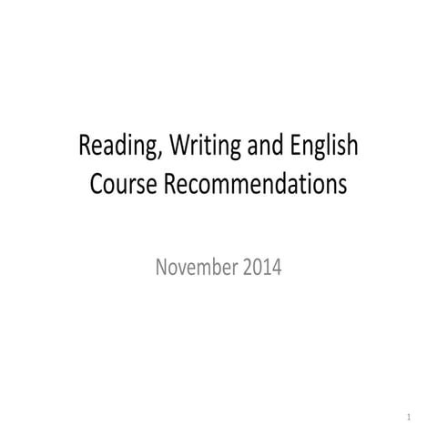 Reading Writing English Course Recommendations