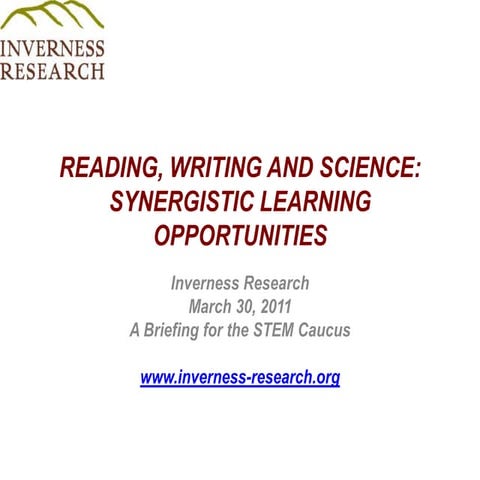Reading, writing and science synergistic learning opportunities