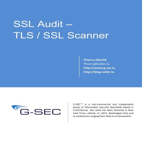 SSL Audit -  The SSL / TLS Scanner