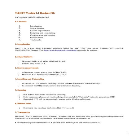 TekOTP Readme