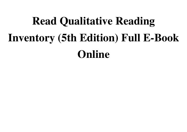 qualitative reading inventory qualitative reading inventory