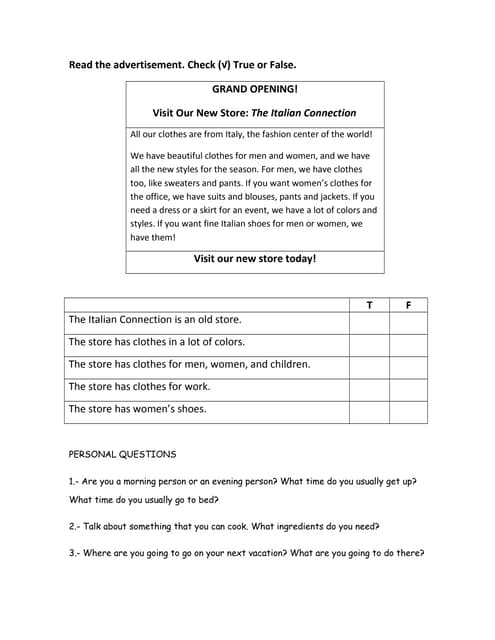 Look at the photos and read. | PDF