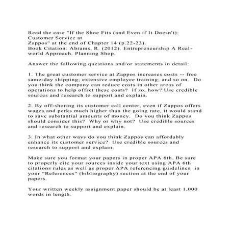 Read the case If the Shoe Fits (and Even if It Doesnt)  Custome.docx