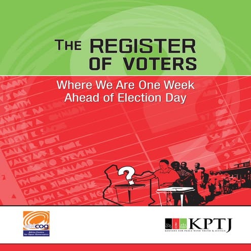 The Register of Voters : - Where we are one week ahead of Election Day