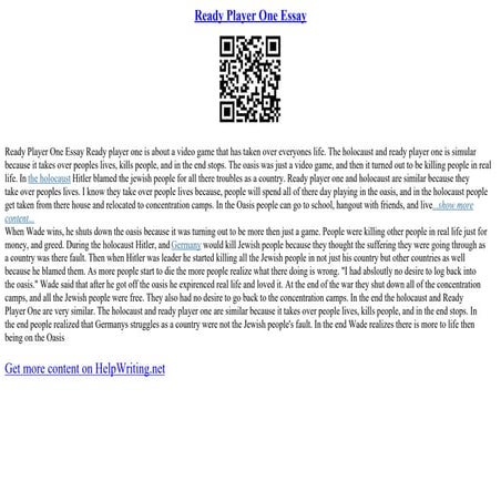 Ready Player One Essay