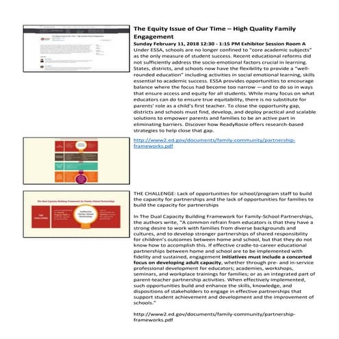 High Quality Family Engagement: 2018 National Title I Conference
