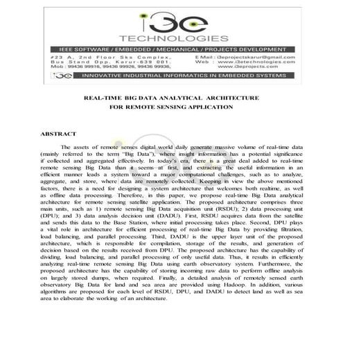 REAL-TIME BIG DATA ANALYTICAL ARCHITECTURE FOR REMOTE SENSING APPLICATION