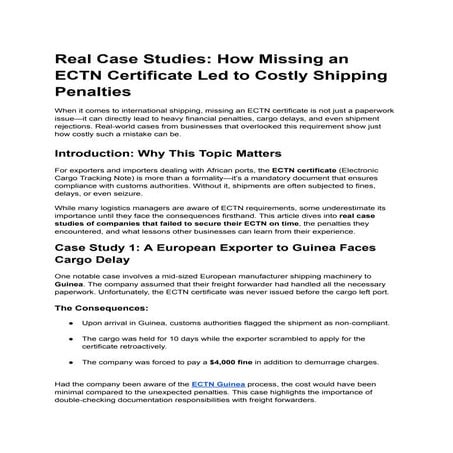 Real Case Studies_ How Missing an ECTN Certificate Led to Costly ...