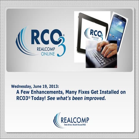 Realcomp's rco3 enhancements 061913