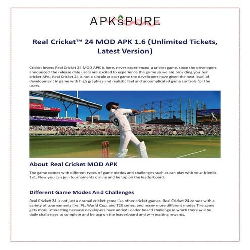 Real Cricket™ 24 MOD APK 1.6 (Unlimited Tickets, Latest Version)