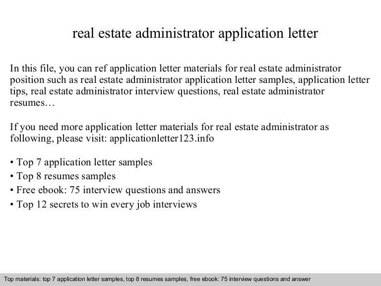 Real Estate Administrator Application Letter